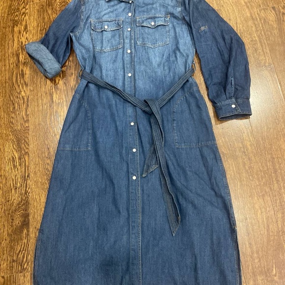 Denim Long-Sleeve Shirt Dress - Picture 10 of 12